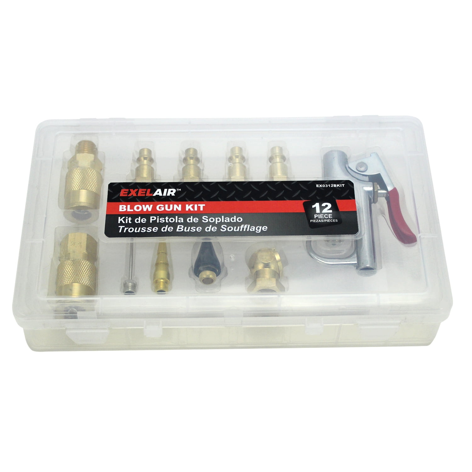 EXELAIR? by Milton (12-Piece) Air Blow Gun, Coupler/Plug Fittings and Air Accessory Kit - 150 PSI