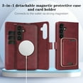 thumbnail image 6 of Allytechgroup 3 In 1 Samsung Galaxy S25 Case with Detachable Wallet & Card Holder, Compatible with Mag-safe PU Leather Folio Cover RFID Protection Phone Case for Samsung Galaxy S25,Red, 6 of 7