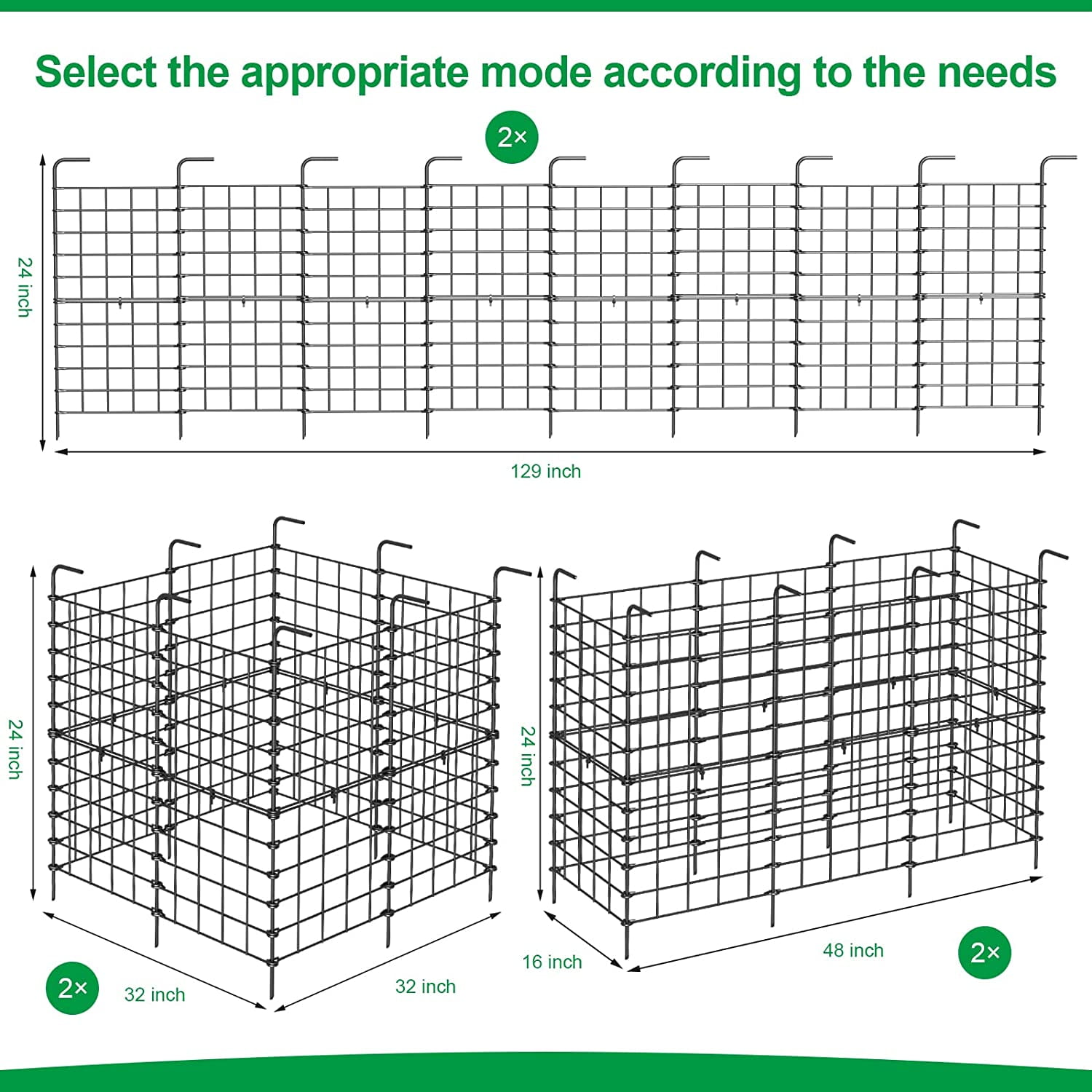 32 Pack Decorative Garden Fence Outdoor 24in x 22ft Coated Metal RustProof Landscape Wrought Iron Wire Border Folding Fences Flower Bed Fencing Barrier Section Panels Decor Picket Edging