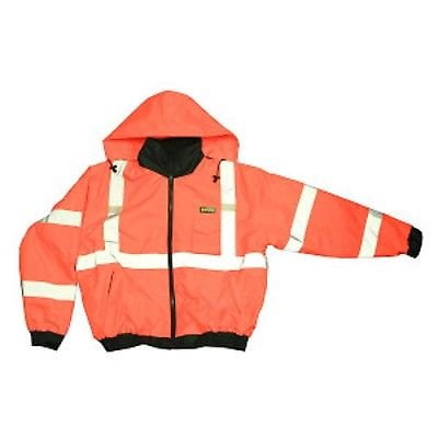 

Cordova J220-XL Reptyle Type R Class III Orange Bomber Jacket PU Coated Polyester Shell Attached Quilted Lining Concealed/Attached Hood X-Large