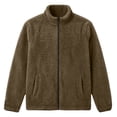 thumbnail image 4 of Husipze Mens Sherpa Fleece Jacket Full Zip Long Sleeve Teddy Fuzzy Cozy Winter Relaxed Fit Coat Insulated Warm Outerwear Coffee M, 4 of 8