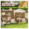 thumbnail image 6 of Kids Picnic Table and Chair Set, Outdoor Activity Table with Foldable Chairs, Removable Umbrella, Pattern Toddler Patio Furniture for Backyard, Garden, Pink, 6 of 9