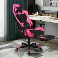 thumbnail image 4 of Costway Massage Gaming Chair Reclining Racing Office Computer Chair with Footrest Pink, 4 of 12