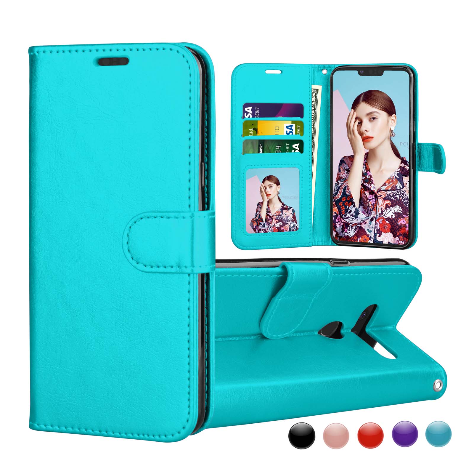 LG G8 Case, 2019 LG G8 ThinQ Wallet Cover, LG G8 PU Leather Case, Njjex [Wrist Strap] Flip Folio [Kickstand ] PU leather Wallet Case 3 ID&Credit Card Pockets for LG G8 6.1" 2019 -Blue - image 1 of 5