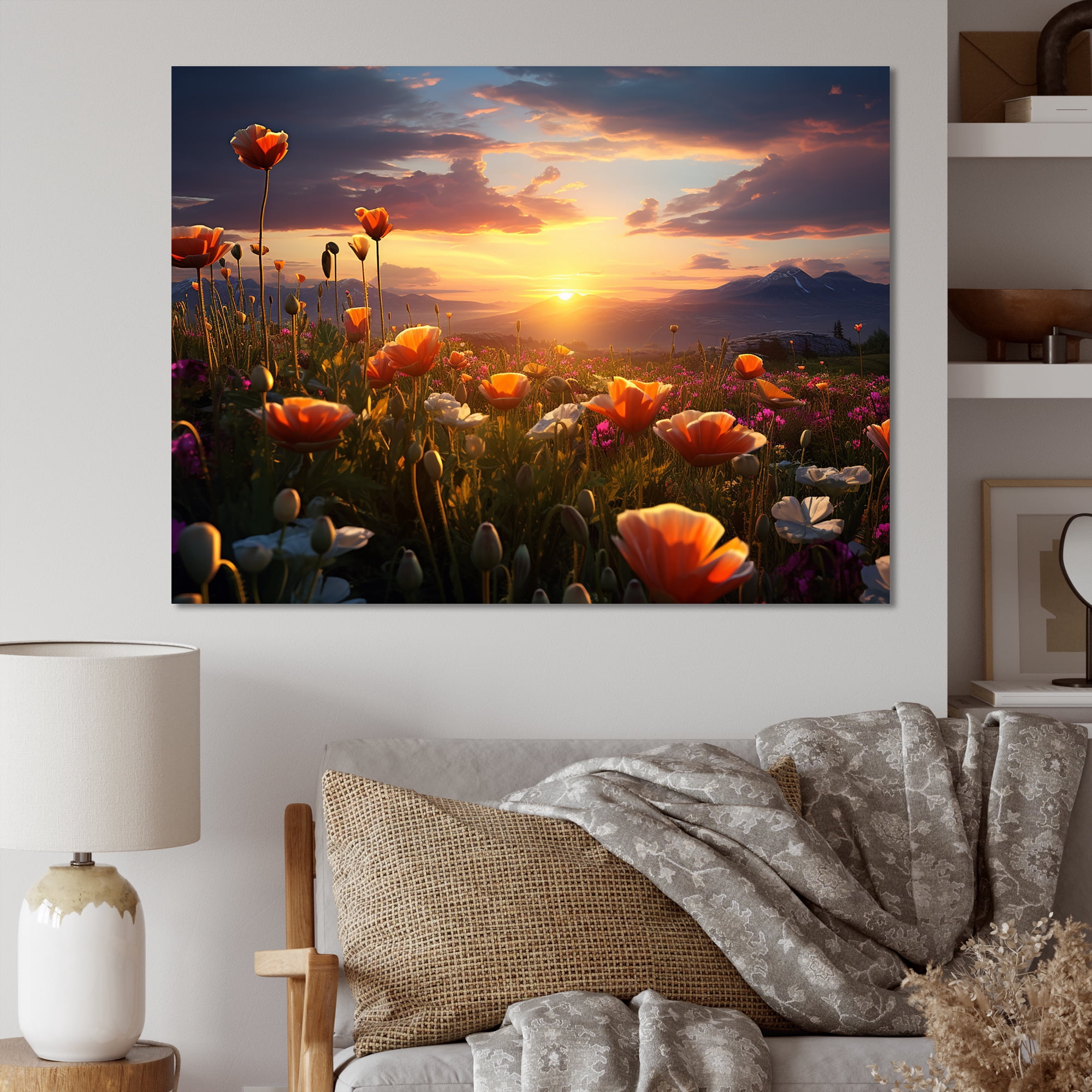 Designart sunset Wall art decor, Sunset Wall art, Sunset Golden