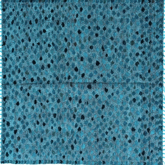 Ahgly Company Indoor Square Oriental Light Blue Modern Area Rugs, 8' Square