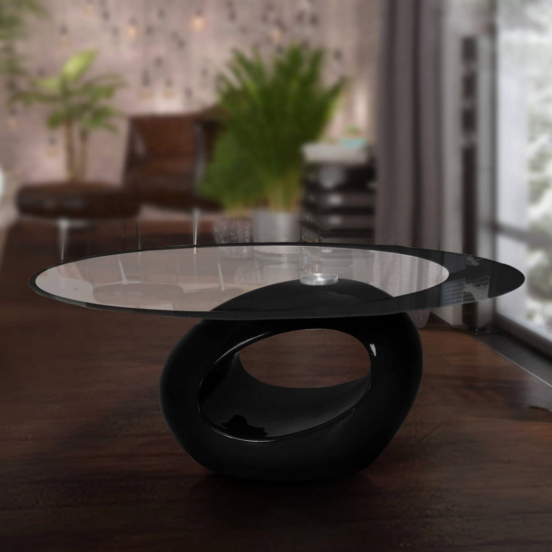 Mecor black oval glass coffee table deals