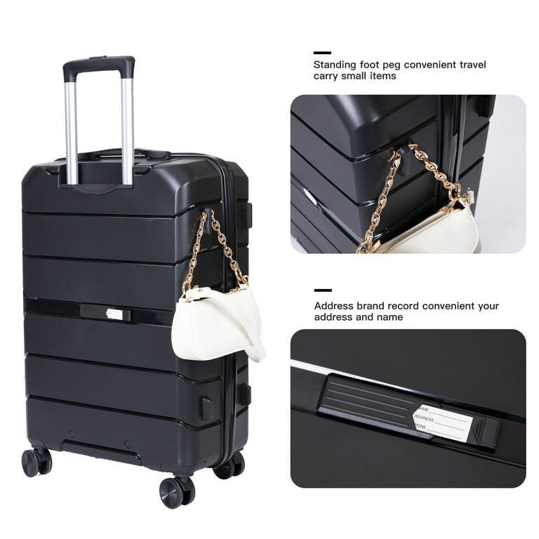 kaste Forbløffe vækstdvale Travelhouse 3 Piece Luggage Set Hardshell Lightweight Suitcase with TSA  Lock Spinner Wheels 20in24in28in.(Black) - Walmart.com
