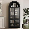 thumbnail image 7 of FURNIWAY Black Arched Cabinet with Glass Doors, 71" Tall Arched Bookcase Storage with Shelves, Kitchen Pantry Cabinet for Living Room, 7 of 7