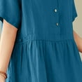 thumbnail image 6 of Zpanxa Casual Summer Dress Women Solid Color Linen Cotton Short Sleeve Lapel Collar Relaxed Shirt Dress, 6 of 8