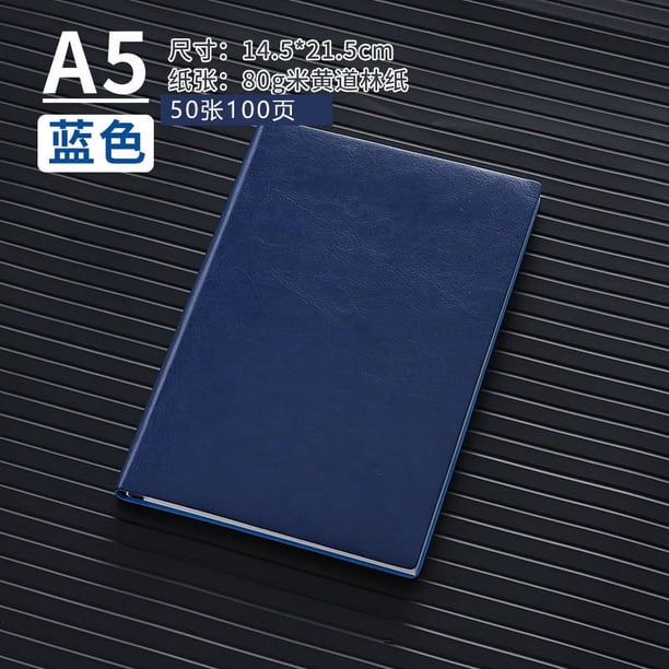 Zhuge 2 cuadernos de cuero A5 de tapa dura con compartimento para bolígrafos, de cuero para mujeres y hombres, para oficina, trabajo, 50 hojas, 100 páginas (azul oscuro)