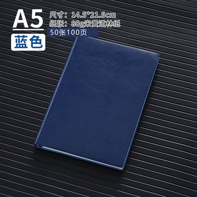 Zhuge Cuaderno de cuero A5 de tapa dura con compartimento para bolígrafo, de cuero para mujeres y hombres, para oficina,diario y diario de viaje, 50 hojas, 100 páginas (azul oscuro)