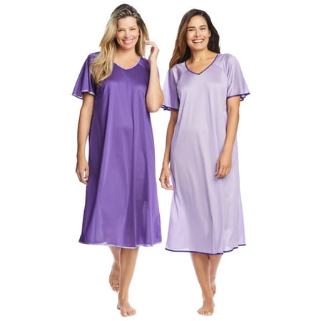 

Only Necessities Women s Plus Size 2-Pack Short Silky Gown Pajamas