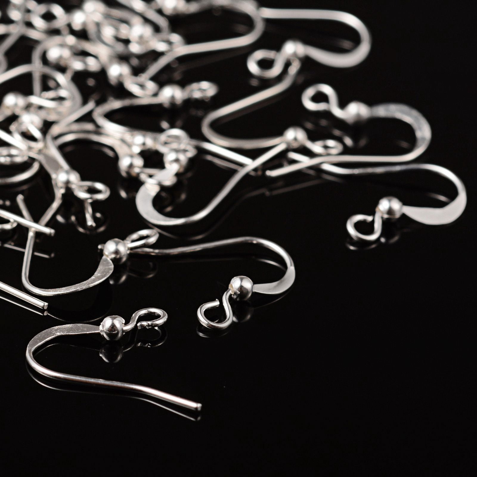 1000pcs Brass French Earring Hooks Flat Earring Hooks Ear Wire with Beads and Horizontal Loop Lead Free Silver 15mm Hole: 2mm