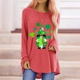thumbnail image 2 of Pompotops T-Shirt Décontracté à Col Rond Imprimé St. Patrick pour Femmes, Manches Longues, Blouse, 2 of 5