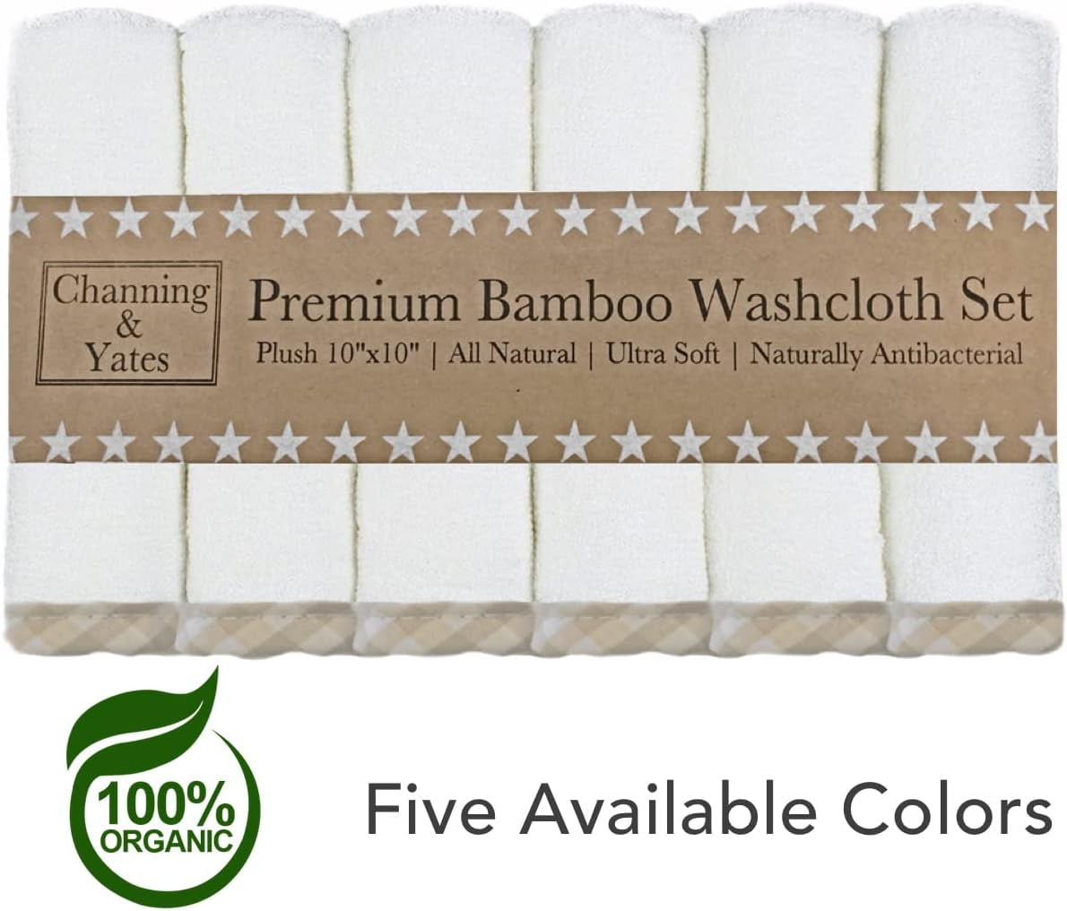 Channing Yates Premium Organic Baby Washcloth Set 6 Pack Wash Cloth Bamboo Face Towels and Washcloths for Eczema Child or Adult Washing Essentials for Baby Bath Beige White Walmart