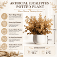 thumbnail image 2 of Beige Artificial Eucalyptus Potted Plant in White Pot for Shelf Desk Entryway and Neutral Home Decor, 2 of 7
