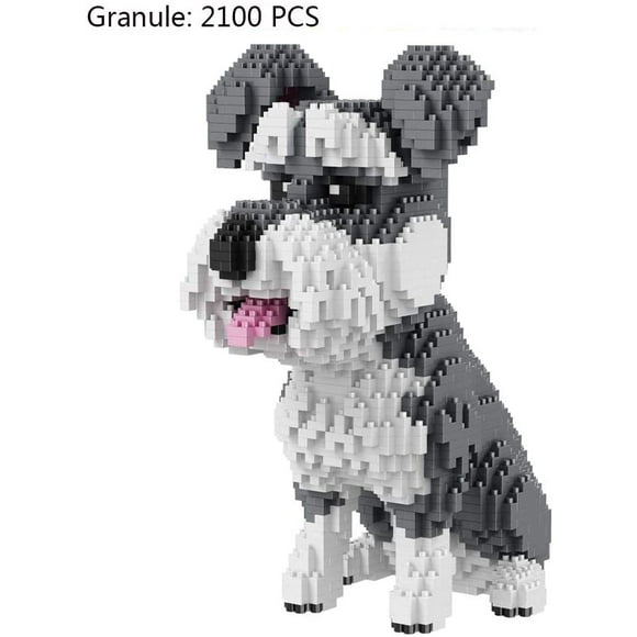 Building Blocks Pet DIY Mini Assemble Animals Model Toys Micro Granules Children Educational Model Bricks Gifts for Boys Kids Girls, Schnauzer Dog
