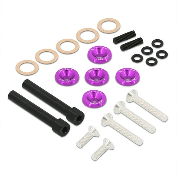 AJP Distributors JDM Sport Distributor Cam Cap Cup Low Profile Engine Aluminum Valve Cover Washers Bolts Dress Up Kit Purple Compatible/Replacement For Honda Civic CRX Del Sol D15 D16 D-Series Motor