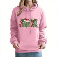 thumbnail image 2 of Womens Tops Hooded Long Sleeved Casual Loose Printed Off Shoulder Sleeves Sweatshirt,Blouse for Women Pink S, 2 of 6