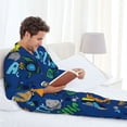 thumbnail image 6 of Lsque Dinosaur In Space Pattern Long Sleeve Pajama Set for Men - Soft 2-Piece Sleepwear and Loungewear Set with Pockets, Comfy Nightwear-Large, 6 of 7