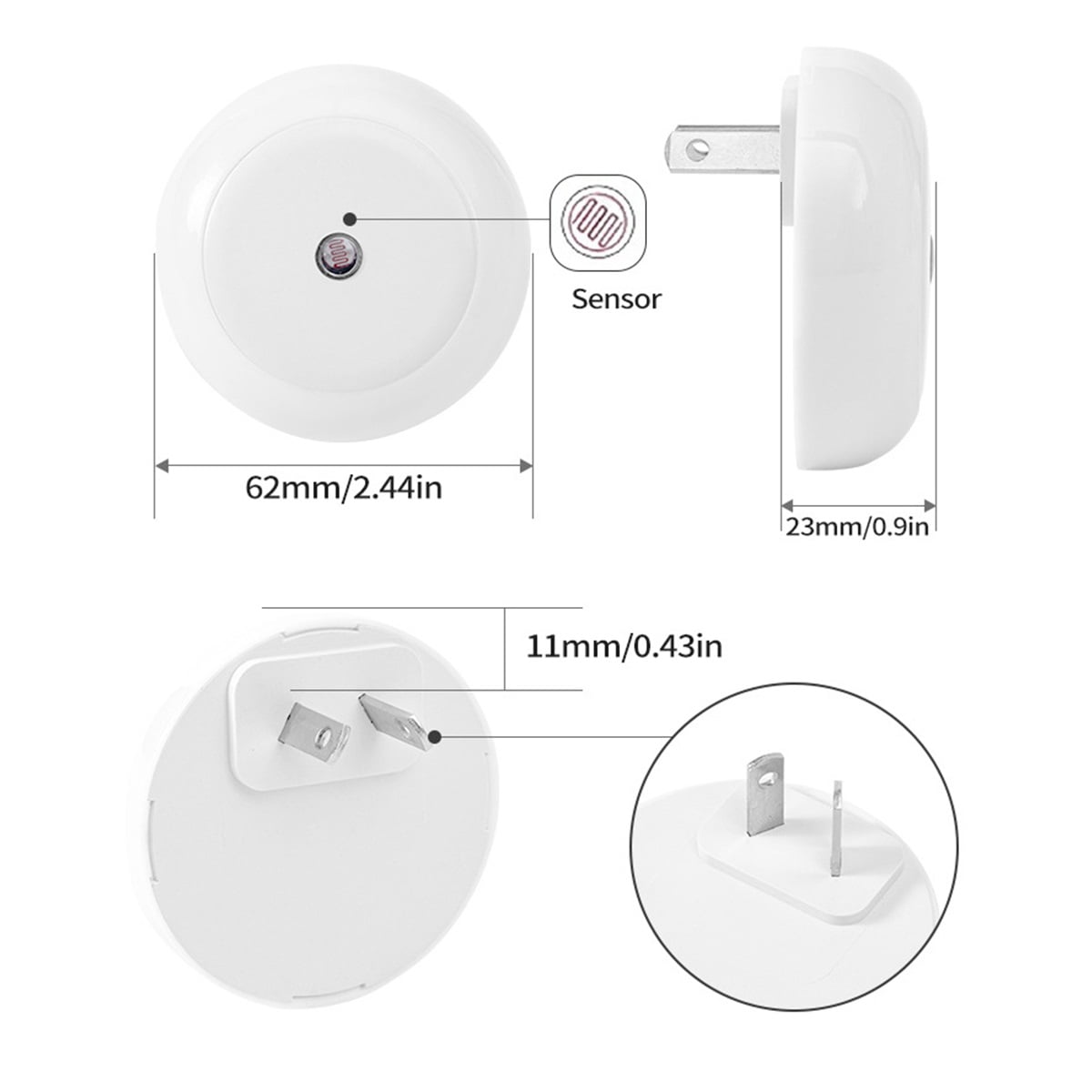 LED Baby Night Lights Plug into Wall [6Pack], Nightlight with Light Sensors for Kids Room, Bathroom Stair Lights, Hallway Light, Amber light