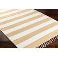 thumbnail image 5 of Hauteloom Moby Recycled Material Striped Farmhouse Hallway, Kitchen Runner Rug - Casual Performance Carpet with Tassel, Fringe - Orange, White - 2'6" x 8', 5 of 8