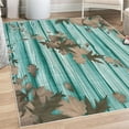 thumbnail image 1 of Autumn Decorative Rug, Fall Maple Leafs Tree Diagonal Leaves Foliage Rustic Wooden Planks Illustration, Quality Carpet for Bedroom Dorm and Living Room, 6 Sizes, Seafoam Sepia, by Ambesonne, 1 of 4