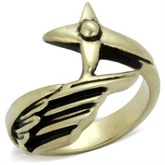 Alamode TK2470-11 Men IP Antique Copper Stainless Steel Ring with Epoxy in Jet - Size 11