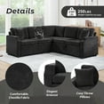 thumbnail image 6 of Modular Sectional Sleeper Sofa with Pull Out Bed, 82" Convertible L-Shaped Couch with Storage Seat, 5 Seat Chenille Cloud Couch for Living Room, Black, 6 of 9