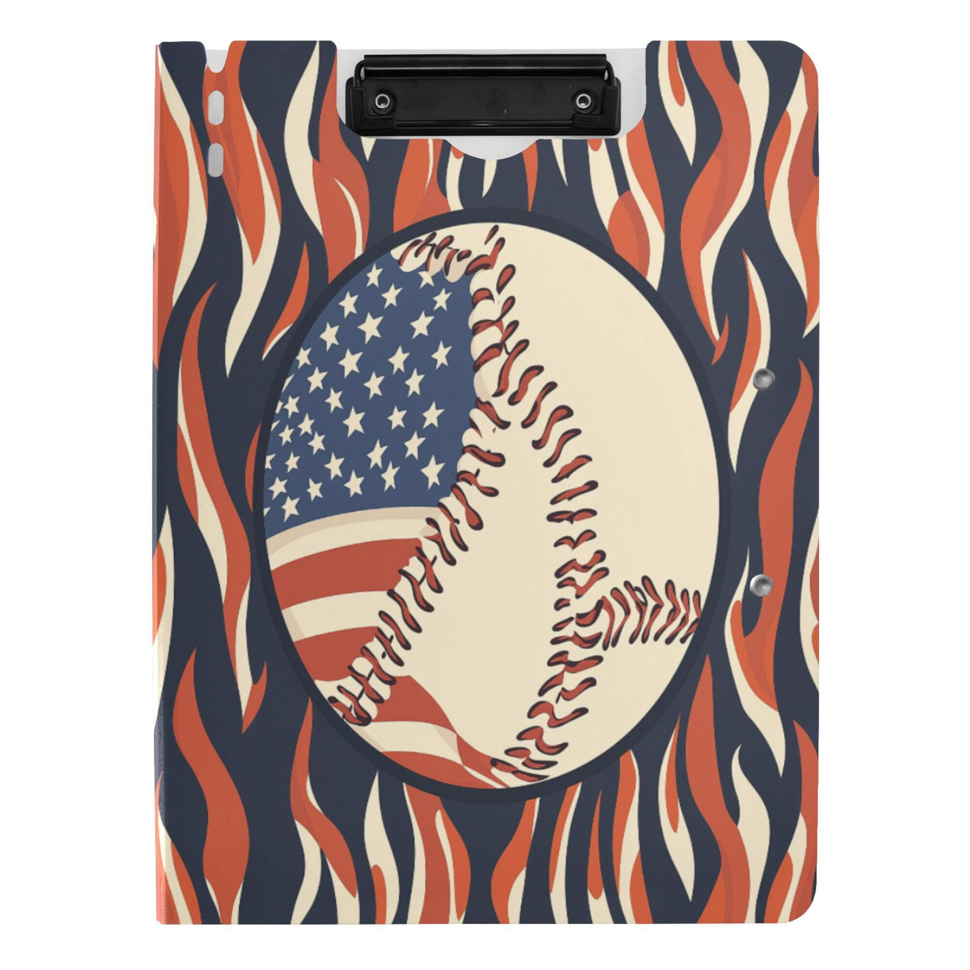FORMRS A4 Clipboard Folder with Pen Holder Horizontal Foldable School Office Binder, Baseball Pattern