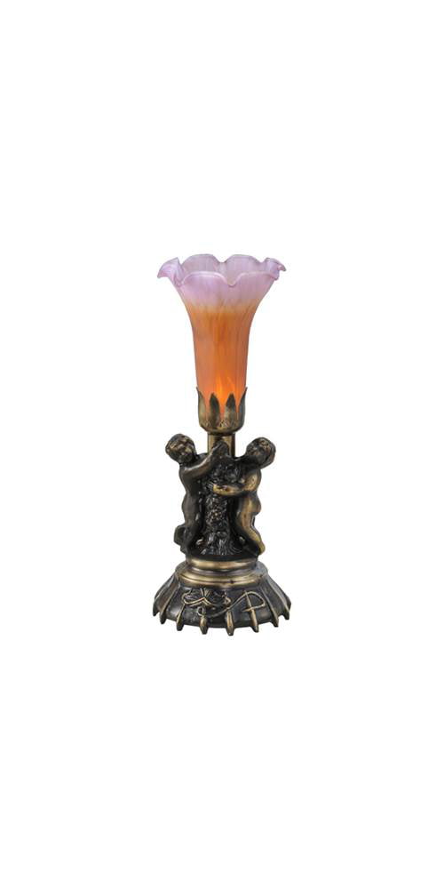 13"High Amber and Purple Cherub Pond Lily Mini Lamp