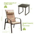 thumbnail image 4 of Costway 3PCS Patio Bistro Furniture Set Adjustable Back Stackable Chairs Brown, 4 of 10