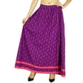 thumbnail image 1 of Amoghah Long Flaired Skirt Cotton Paisley Print Boho Style Elastic Waist Bottoms, 1 of 5