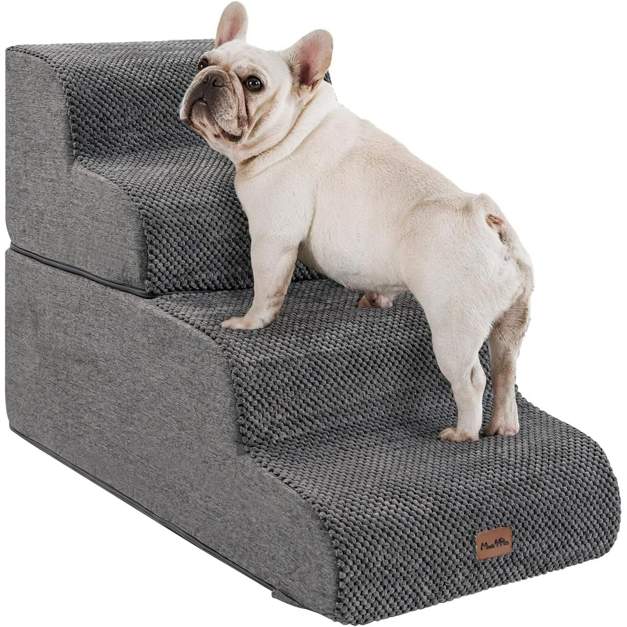 Made4Pets Dog Stairs Ramp for Bed, 4-Step Dog Steps for High Bed Couch Sofa Climbing, Gray