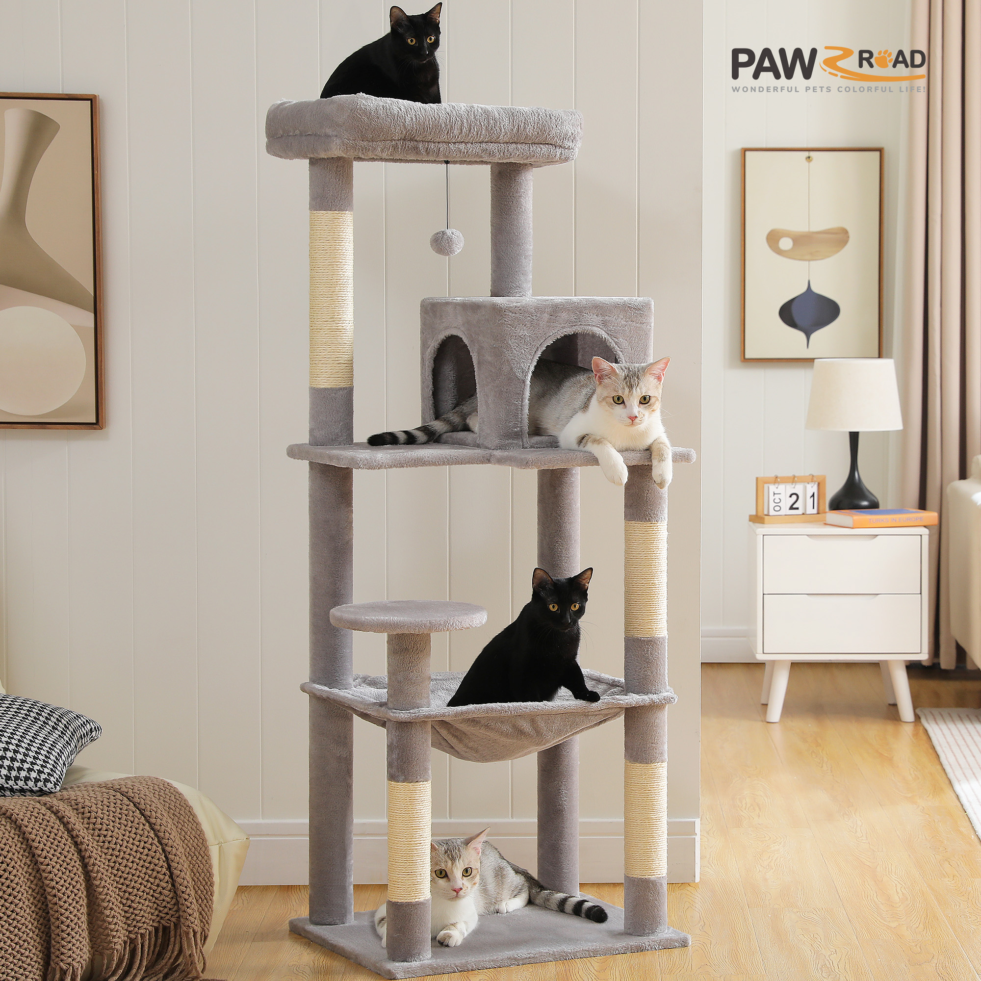 Pawz Road 56" Multi-Level Cat Tree Tower for Large Cats photo 2