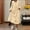 Beige, variant on Womens Winter Nightgowns Long Sleeve Nightshirts Midi Plus Size Flannel Comfy SleepShirts for Women Solid Color