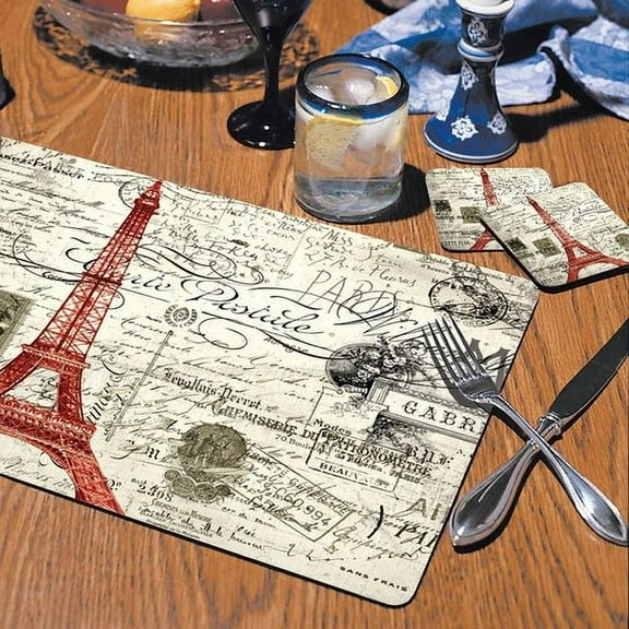 CounterArt Vintage Paris Hardboard 12'' Placemat (Set of 2)