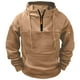 thumbnail image 1 of Ceisia Men's Fleece-Lined Half-Zip Hooded Sweatshirt with Multi-Pockets for Casual & Work Wear Khaki L Gifts, 1 of 6