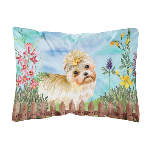 Carolines Treasures CK1230PW1216 Morkie Spring Canvas Fabric Decorative Pillow  12H x16W multicolor