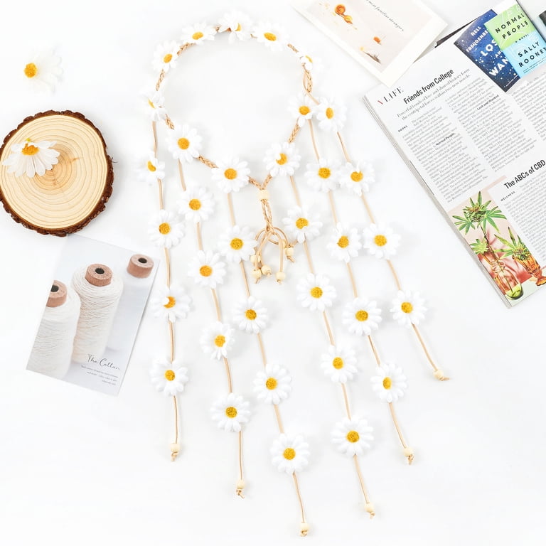 Fascia Capelli Girasole E Margherita - Stile Boho - Regolabile - Per Feste E Spiaggia