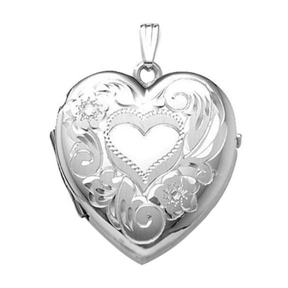 Picturesongold.Com Heart Four Photo Locket Necklace Pendants 1-1/4 in x 1-1/4 in Solid Sterling Silver
