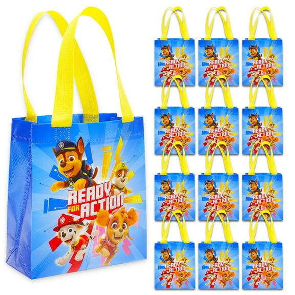 Paw Patrol Party Favor Bags Set – 12 Pack of 8" Goodie Bags for Kids Bulk Reusable Mini Totes | Paw Patrol Birthday Party Supplies