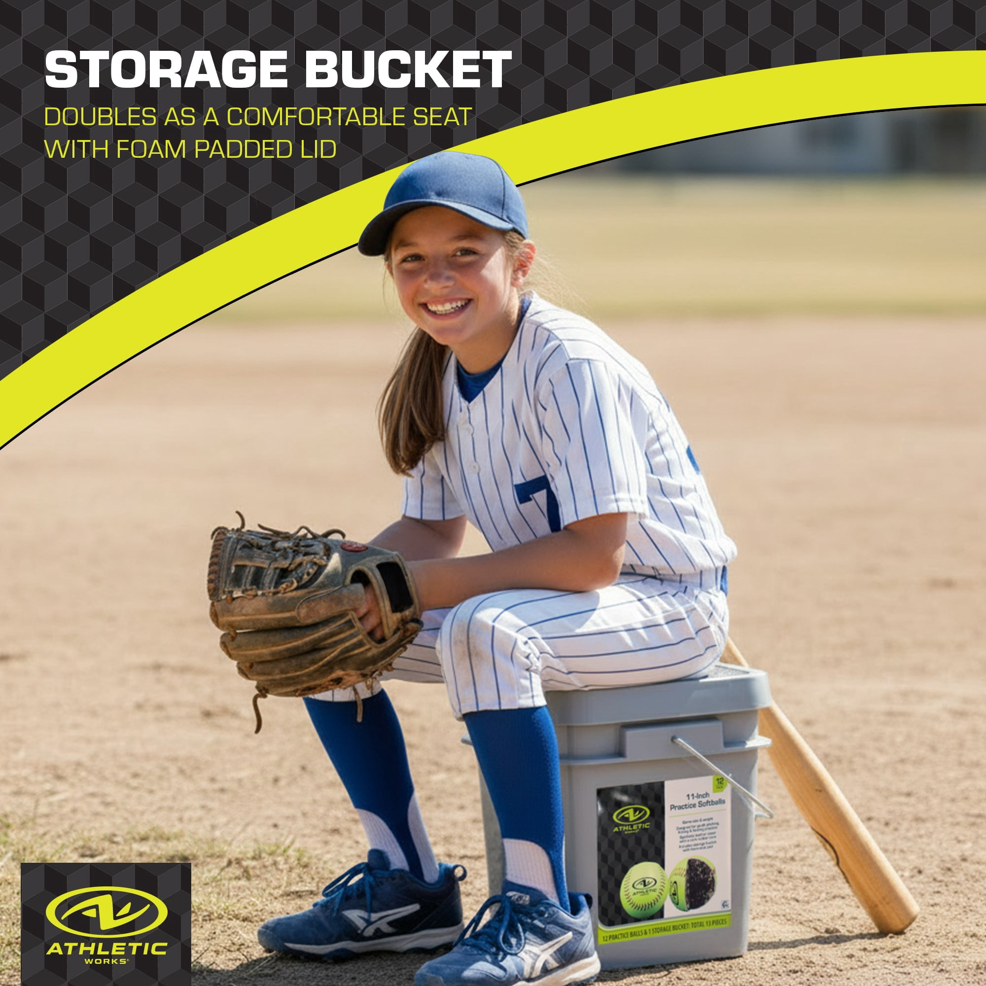 Athletic Works 11-inch Fastpitch Leather Softballs - 1 Dozen Bucket