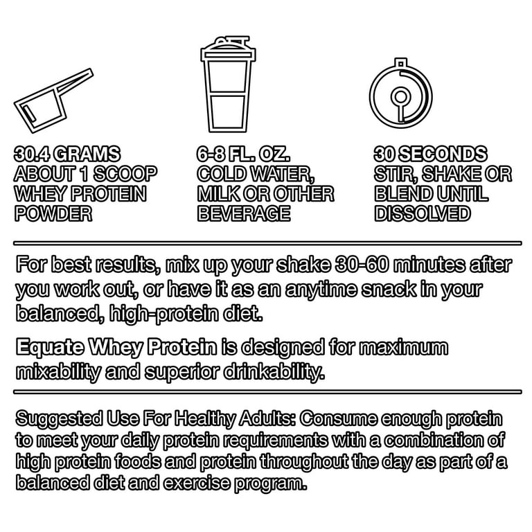 Equate Whey Protein Powder Smooth Vanilla, 24oz, 22 Servings