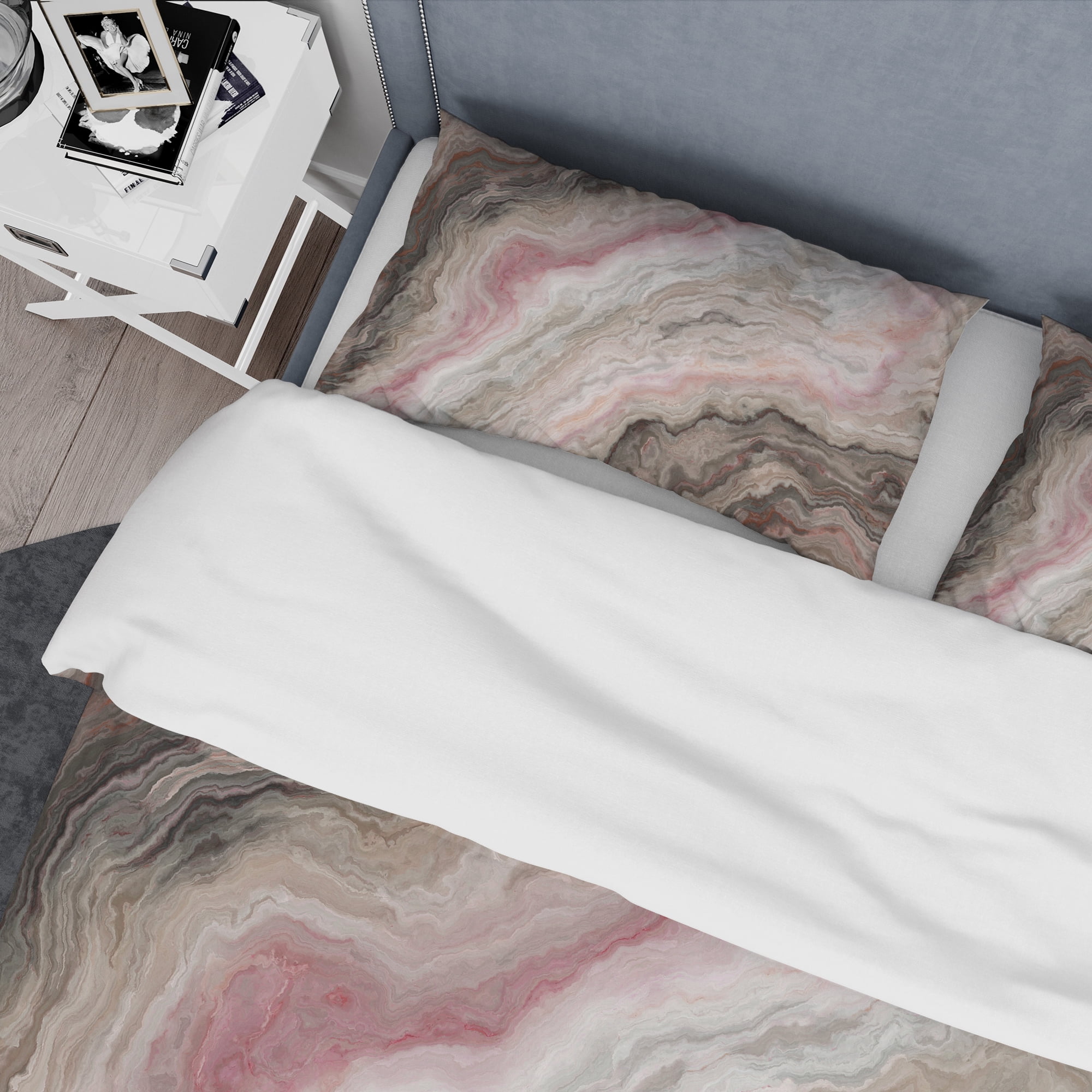 Designart 'Grey Onyx with Rose Inclusions' Mid-Century Modern Duvet Cover Set