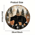 thumbnail image 2 of Kurmntregon Cabin Bear Wall Clock Black Bear Forest Wildlife Mountain Lodge Kitchen Living Room Silent Non-Ticking Decorative Clock Battery Operated Bedroom Home Decorative Round 10", 2 of 7