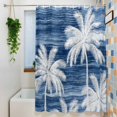 thumbnail image 2 of Summer Palm Trees Shower Curtains for Bathroom, Tropical Coastal Rustic Navy Blue Abstract Waterproof Fabric Shower Curtain for Bathroom Bathtub Decoration, Machine Washable 60"x72", 2 of 9