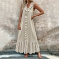 thumbnail image 2 of AherBiu Boho Dresses for Women Sleeveless V Neck Ruffle Summer Tank Dress Beach Flowy Tall Sundresses, 2 of 7