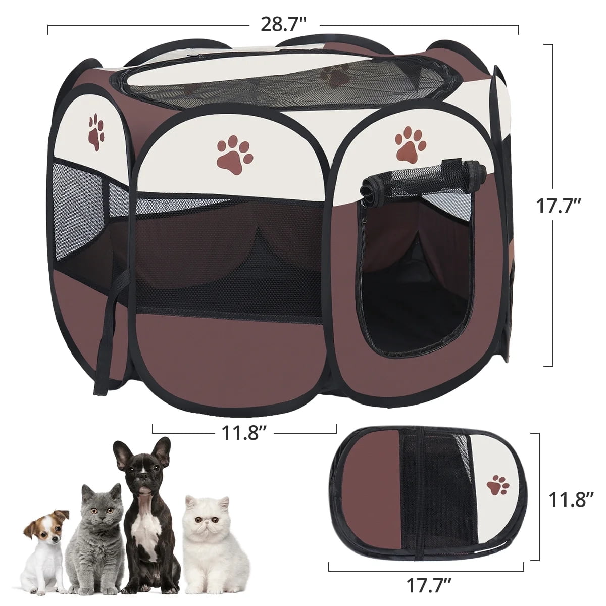 DOMIPET Large Dog Pet Cat Playpen Tent, 29" Portable Exercise Fence Kennel Cage Oxford Crate, Indoor Foldable Dog Crate Kennel with Zip, Outdoor Pet Cage for Small Animals, Chick